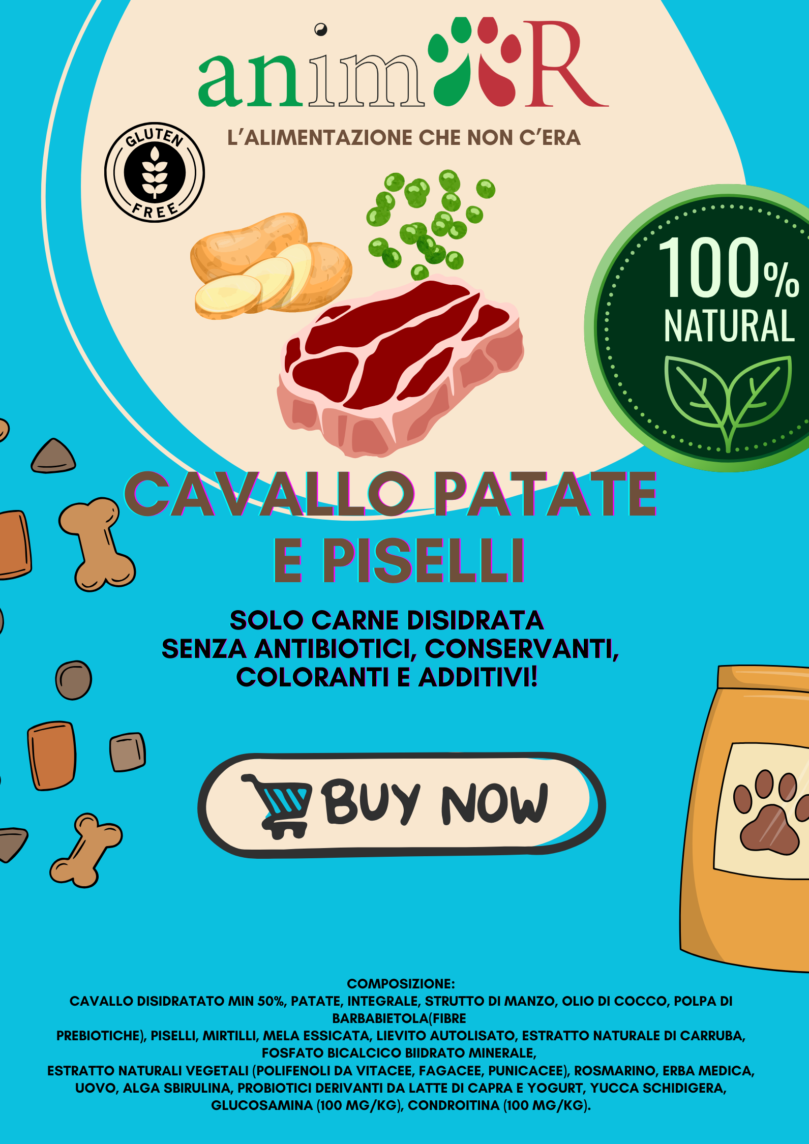 Carne di cavallo, patate e piselli, Adult, sacco 10kg - immagine 2