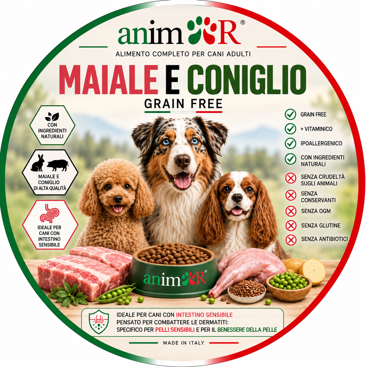 GRAIN FREE Maiale e Coniglio, Adult, sacco 2kg - immagine 1